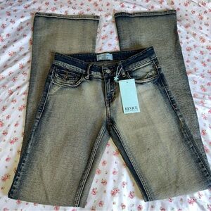 REVICE Women's Tan Flare Jeans